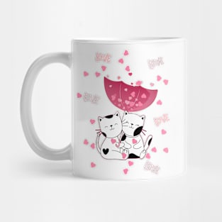 Happy Valentine's day -Cats in love and  rain of love Mug